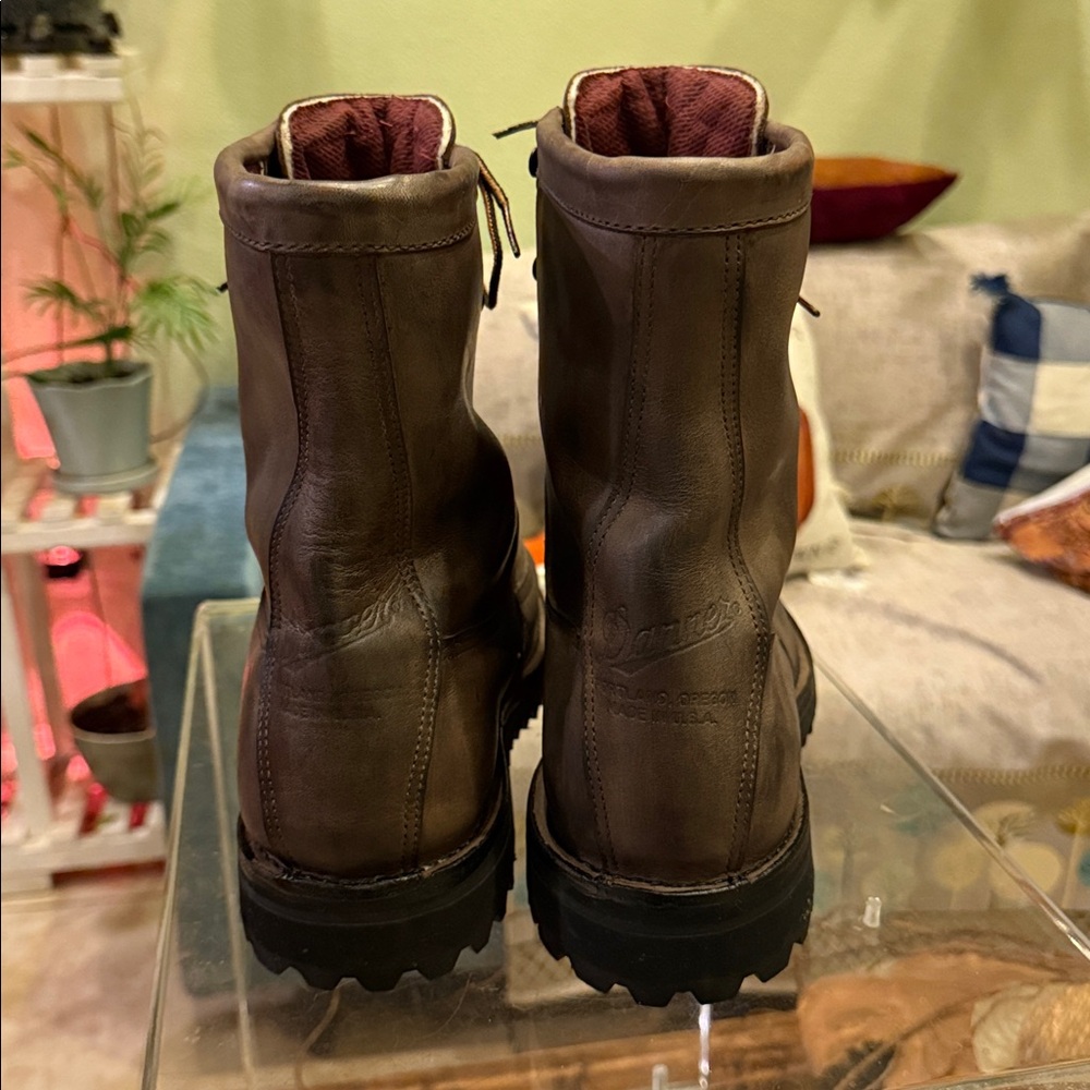 DANNER VINTAGE USA GORE-TEX BROWN LEATHER WORK CHORE LACE UP TRUCKER BOOTS 10EE - Picture 4 of 11